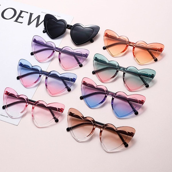 Hjärtformade Solglasögon Dam Mode Oversize Shades Glasögon Sommar Solskydd Resa I2r7 Tea One size