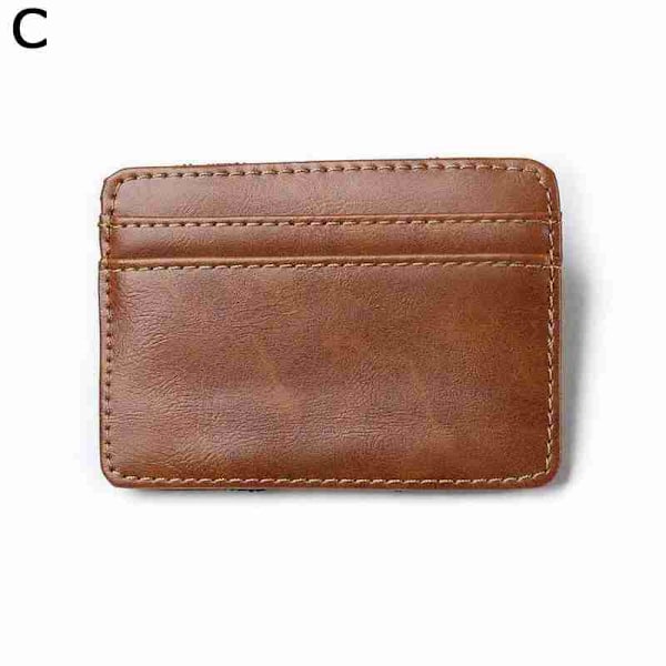 【Lägsta Pris】Koreansk Stil PU Läder Magisk Plånbok Korthållare Färg Mynt Dragkedja Neutral N7S5 brown One-size