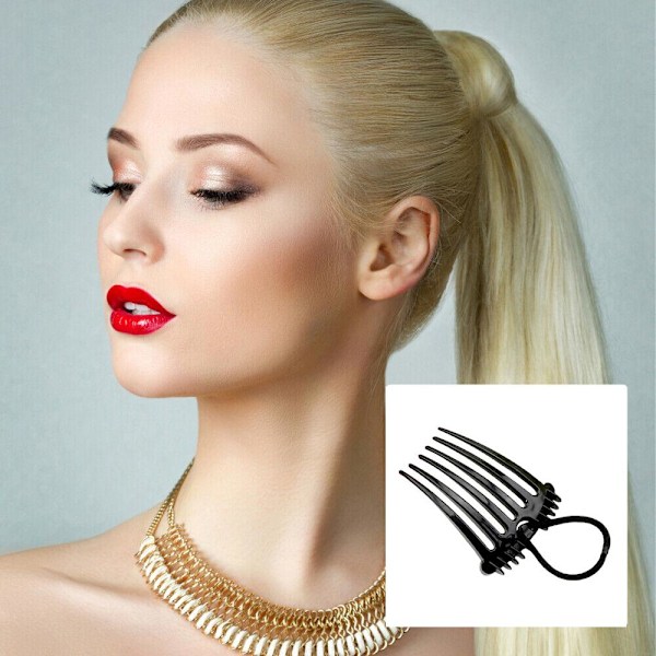 Bandette Kam, Bandette Kam med Elastiskt Band, Hästsvans UP K9B2 Bump it M2M0 blackA one-size 2pcs