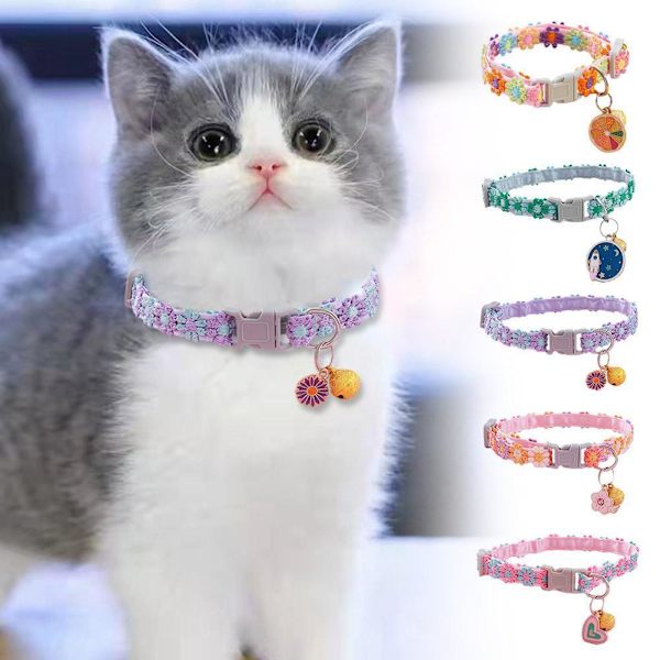 Färgglatt Spets Blomma Halsband för Kattunge Katt Bell Halsband Dekorativt Hundhalsband Hot green One size