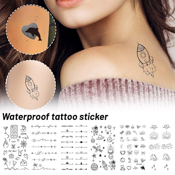 Liten Fräsch Vattentät Tatuering Patch Semi Permanent Och Vattentät Hållbar K1V4 style 6 1pcs
