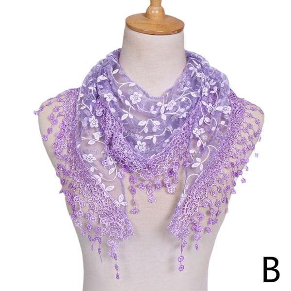 1x Spets Utskuren Tofs Transparent Triangel Sjal Blommiga Scarves Sjalar För Kvinnor green one-size