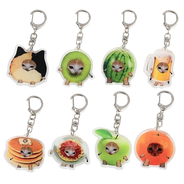 Mat Katt Katthuvud Nyckelring Rolig Gåva För Student Nyckelring E1E9 Hamburger  cat 1PC