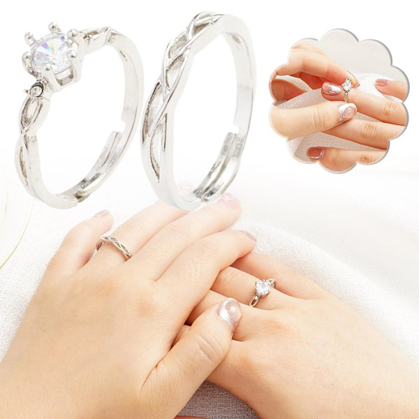 Parringar Kristall Par Bröllop Justerbara Ringar Smycken✨4 Z5M2 A One size