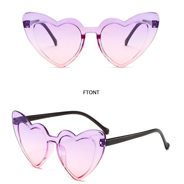 Hjärtformade Solglasögon Dam Mode Oversize Shades Glasögon Sommar Solskydd Resa I2r7 Tea One size