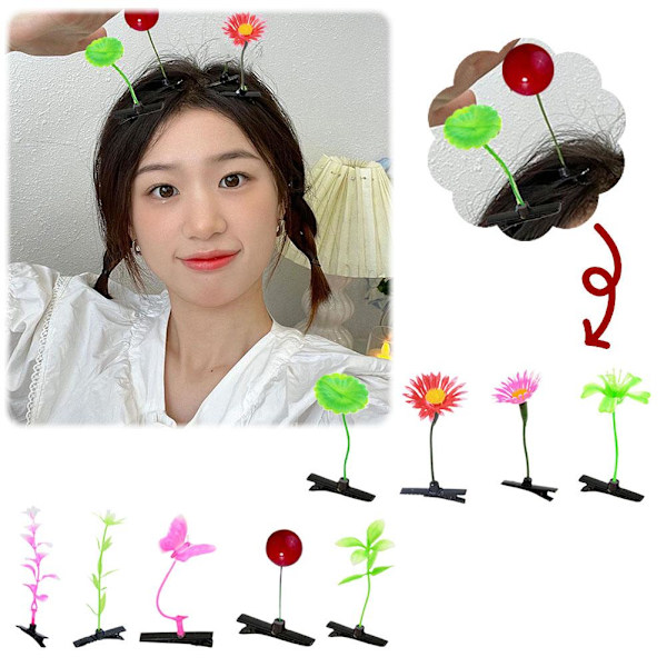 Söta Tredimensionella Små Körsbärsblommor Söta Gräs Hårnålar Långa Hårnålar Gräs Z7 style3 One size