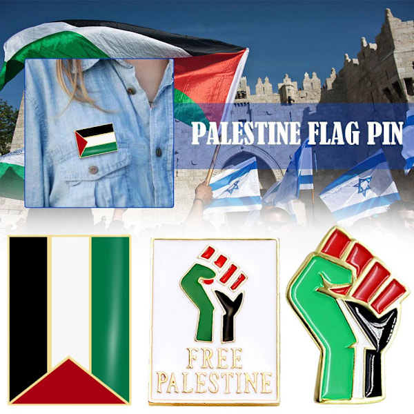 1-20 st Palestinsk Flagga Färg Näve Metall Badge Pin Flagga Brosch - Fritt Palestina UK style3 one-size 3pcs