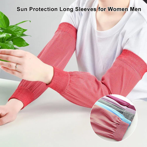 Solskydd Långärmad Dam Herr Ridning Körning Skydd Stretch-stickad Rengöring Arm Hushållsarbete Y7j9 Red 1pair