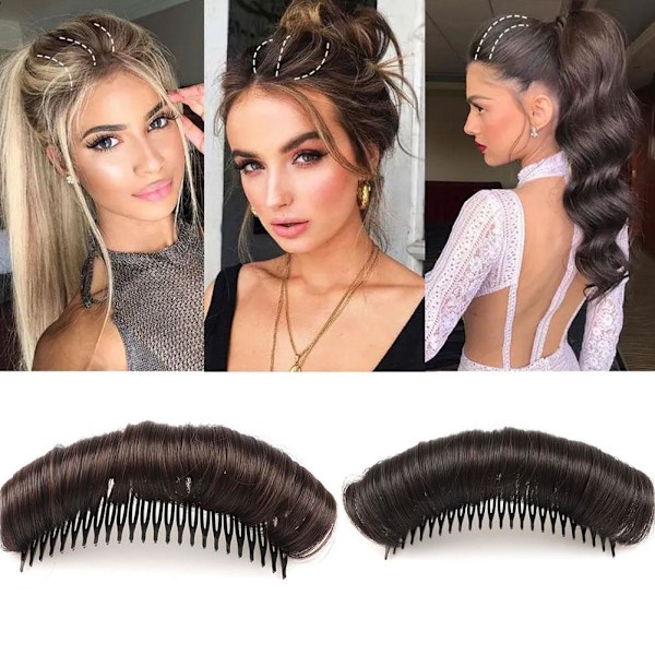 Magisk Osynlig Hårvolym Ökning Hårknut Maker Fluffig Svamp Pad Kam Puff C4T9 dark brown 12cm/4.72 inch
