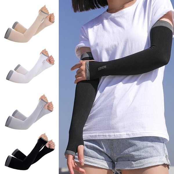 1 par UV-skydd Kylande Arm Sleeves Halkfria Is Silke Armskydd för. grey 1size