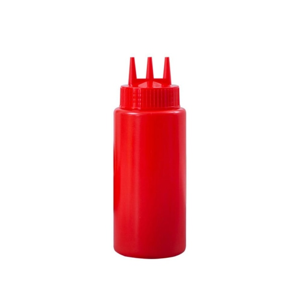 3 Hål Ketchup Pressflaska Plast Senap Mayo Saus Flaska red 24oz