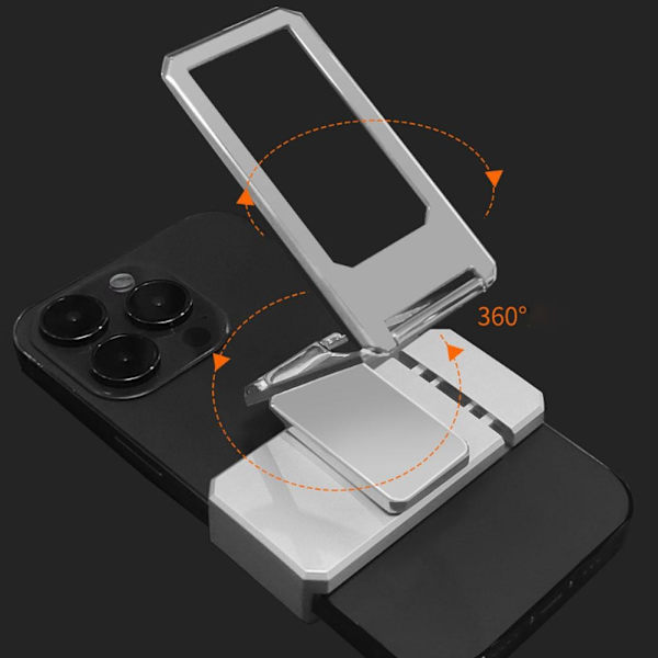 360° Roterande Vikbart Ställ Ryggklämma Telefonringhållare Skrivbord Metall Multi Finger Justerbar P6l0 silver 1pcs