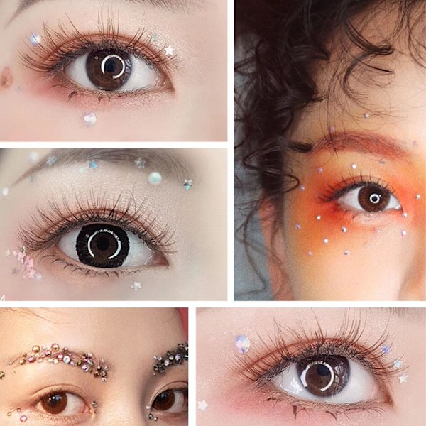 Ögonbrynsmakeup Ansikte Multi-storlek Pärla Ögonbryn Ansikte Borr Strass Dekoration J1Q9 white ab 1pcs