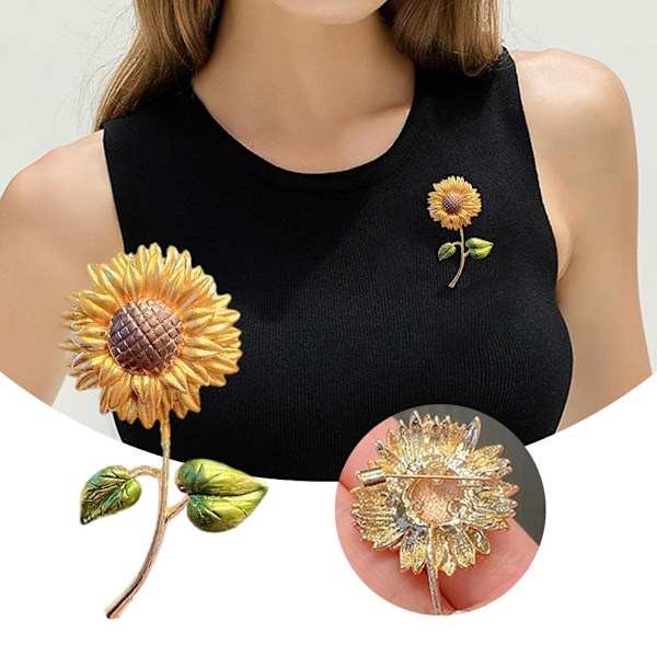 Blombrosch för Kvinnor Flickor Blomma Strass Brosch Pläterad Q8V8 Guld H0O4