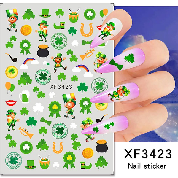 Grön Fyrklöver 3D Nagelstickers För DIY Manikyr Slider style 1 1pcs