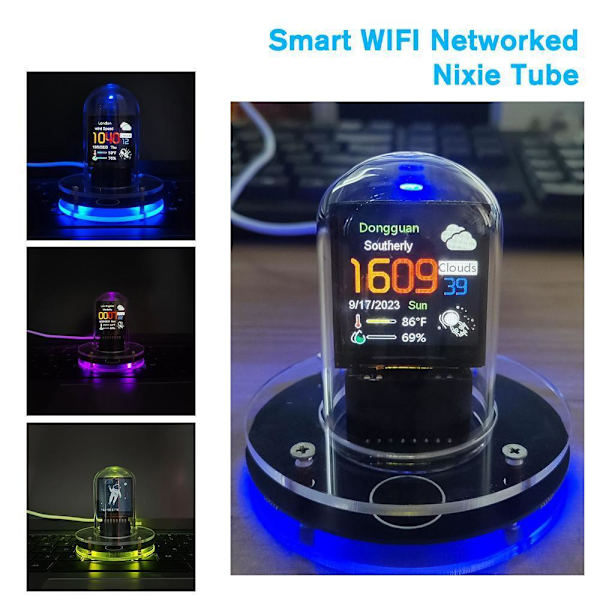 Smart WIFI Nätverksansluten Nixie Tube Väckarklocka Skrivbordsgåva; Dekor Jul Q6