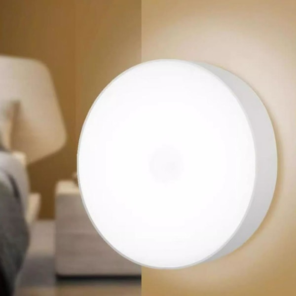 Uppladdningsbar Rörelsesensor Nattlampa, Rörelsesensor Lampa Inomhus, Sladdlös Batteridriven LED Nattlampa med Fäste, Auto-På/Av Liten Ni Warm light 1pcs