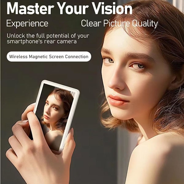 Magnetisk Trådlös Selfie-skärm – 4\" Bakre Kameravy för iPhone & Android, Portabel Selfie-display för Vloggning, Livestreaming White 1 pcs