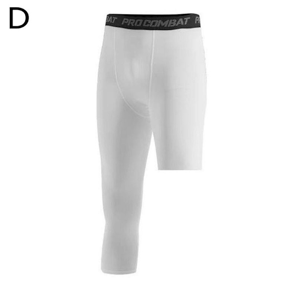 Kompressionsbasketbolltights för män, enbent, kompressionsbyxor, beskurna leggings, sommar GYM-byxor, löparbyxor, träningsbyxor white-right XXL