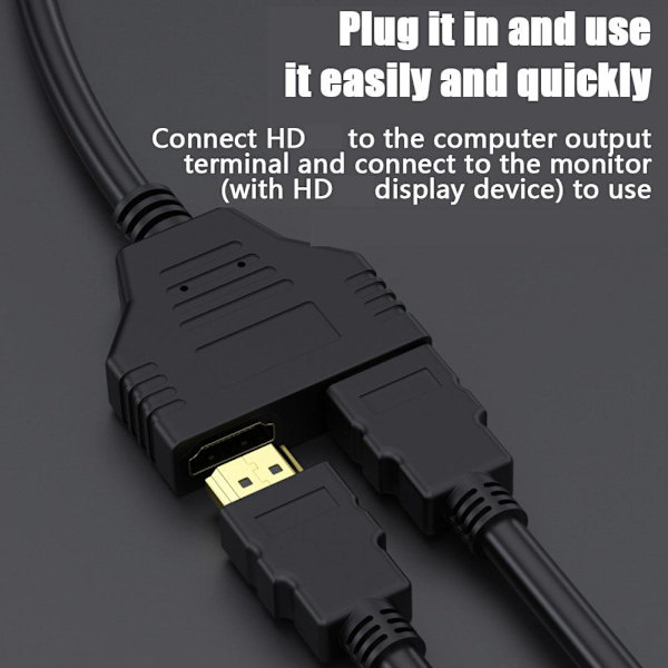 HDMI Splitter Adapterkabel 1 Ingång 2 Utgångar för Kontorsmonitor PC Laptop 1080p*