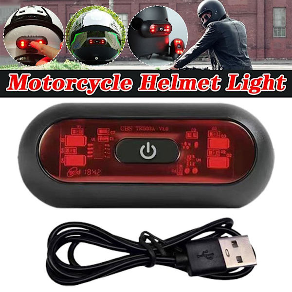 Motorcykel Cykelhjälm Nattremsa Säkerhetssignal LED-lampa Laddare USB X6J7