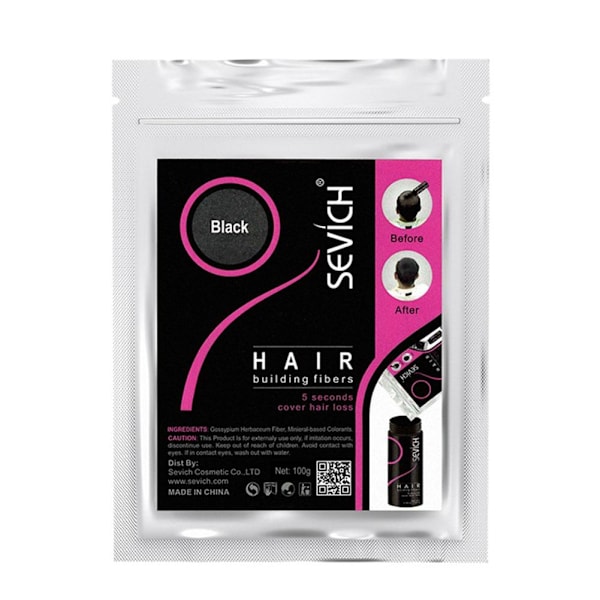 50g/100g Hårbyggande Fibrer Refill Påse Hår Växtfiber Svart Black 50g