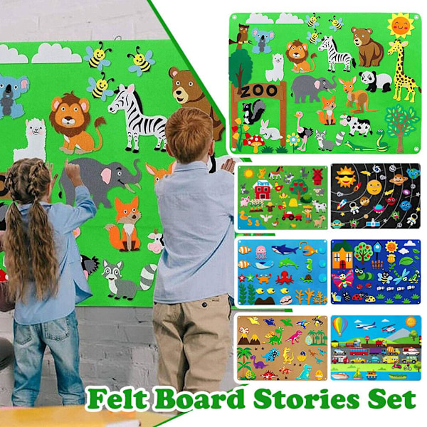 DIY Filtbräda Zoo Undervattensvärld Leksaker Lekbräda HET Pedagogisk T5Y9 zoo 105*75cm