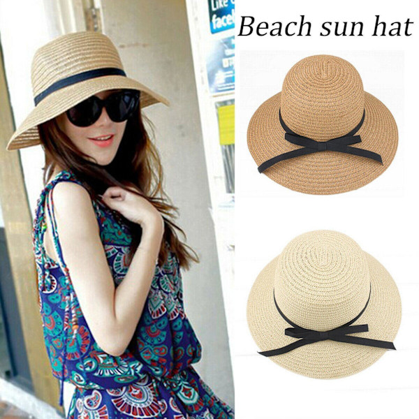 Dam Hatt Solhatt Stråhatt Vår Sommar Floppy Strand Bred Brätte K2K4 Prof A Z8T6 coffee One-size