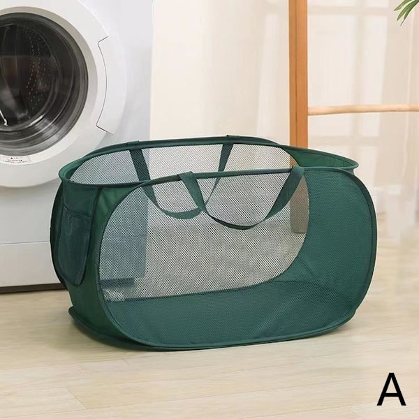 Transparent Mesh Tvättkorg Bärbar Smutsig Leksaksförvaringskorg Tvättkorg Ihålig F7c6 white 1set
