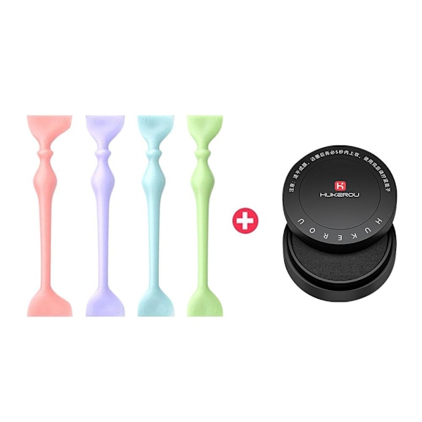 Eyeliner Stencil Set – Dubbelsidigt Återanvändbart Silikon med Vingad Spets & Ögonbrynsverktyg för Makeup med Kladdfri, Vattentät Flytande Eyeliner, Perf 4 colors black set
