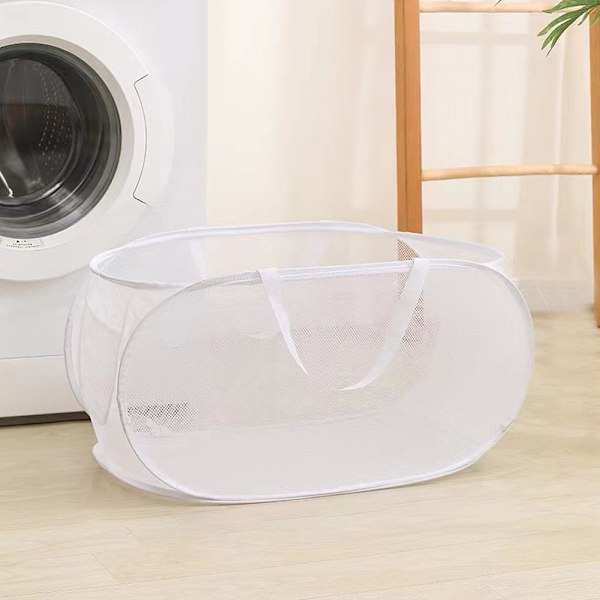 Transparent Mesh Tvättkorg Bärbar Smutsig Leksaksförvaringskorg Tvättkorg Ihålig F7c6 white 1set