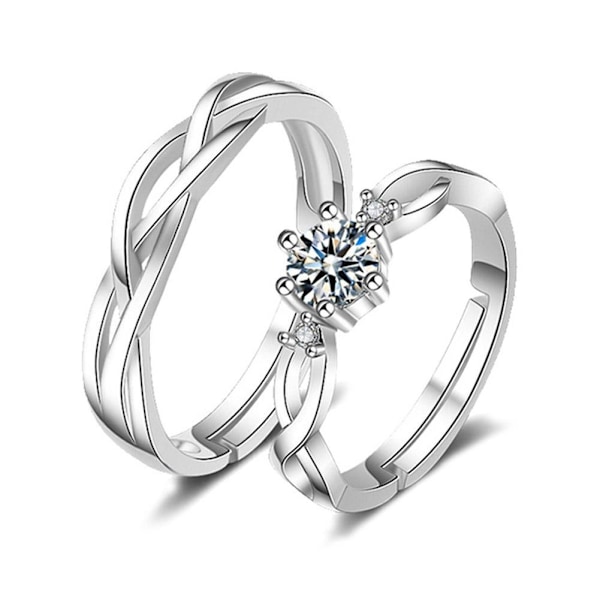 Parringar Kristall Par Bröllop Justerbara Ringar Smycken✨4 Z5M2 Couple One size