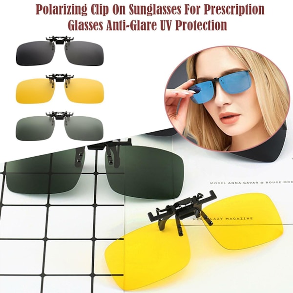 Unisex Solglasögon Clip On Flip Up Körning Sol Semester Glasögon Dam Herr 9CS0 gray One-size
