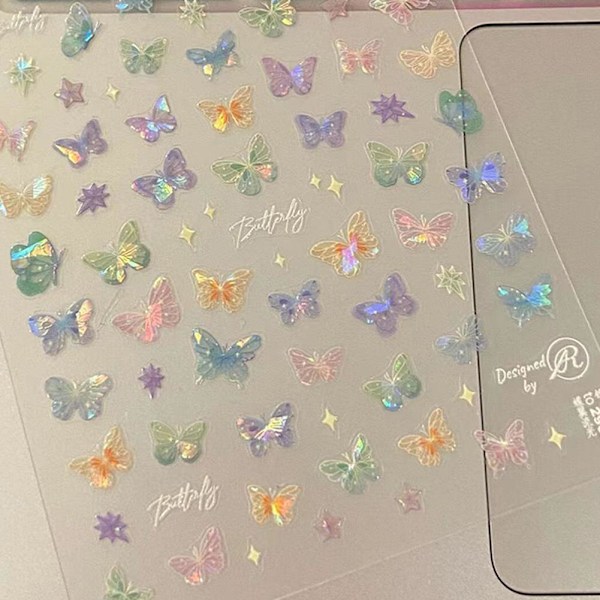 Shell Light Fjärils Nagelstickers Japanska Fjärilsvingar Romantiska Fjärils Nagelstickers 1st style 2 1pcs