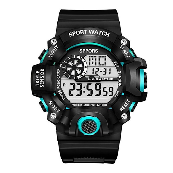 Digital Lysande Unisex Sport Vattentät Klocka Herrklockor Mode Damarmbandsur A7K9 Light Blue One size