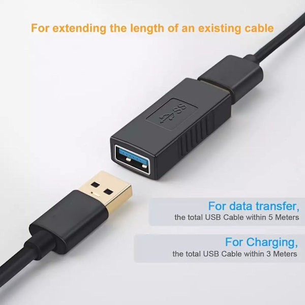 USB 3.0 A Hona till Hona Konverter Adapter Kontakt Kopplare Kabel Förlängare X0U5