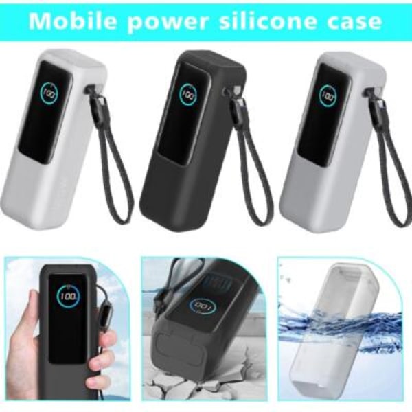 ₪Silikonfodral för Anker Zolo 25000mAh 165W Portabel Power Bank=Skyddande-Fodral Gray 1set