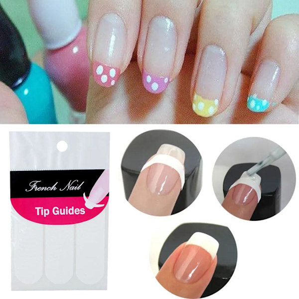 1-pack (48 st) Fransk Manikyr Nagelkonst Tips Form Guide Bästa Schablon USN DIY UK