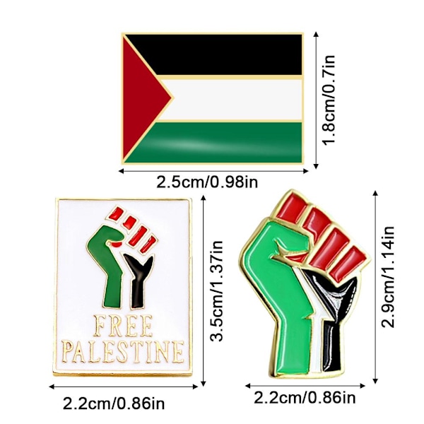1-20 st Palestinsk Flagga Färg Näve Metall Badge Pin Flagga Brosch - Fritt Palestina UK style3 one-size 2pcs