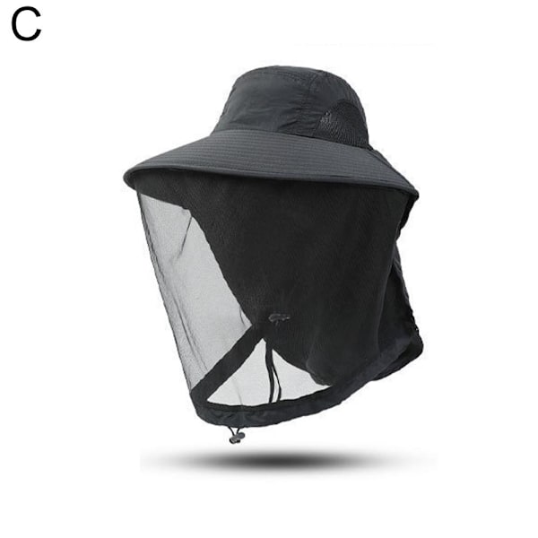 Fiskehatt för utomhusbruk med meshmask, myggsäker, solskydd, ventilerande' Black 1pc