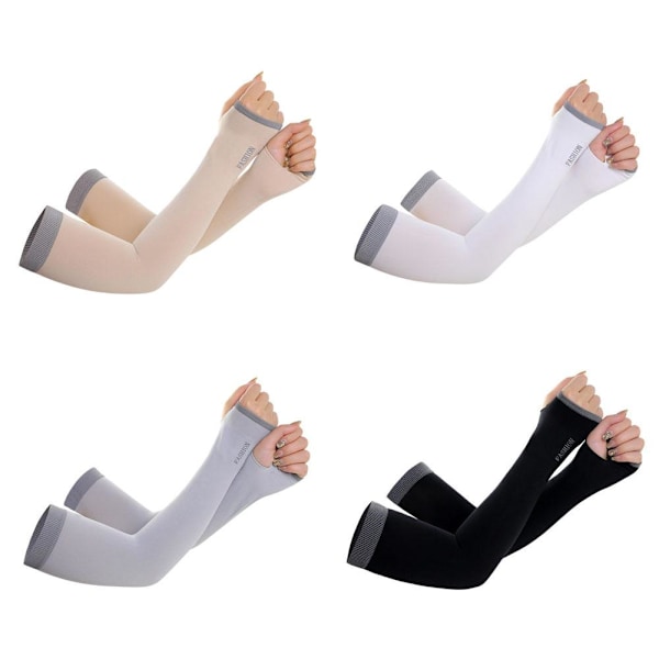 1 par UV-skydd Kylande Arm Sleeves Halkfria Is Silke Armskydd för. white 1size