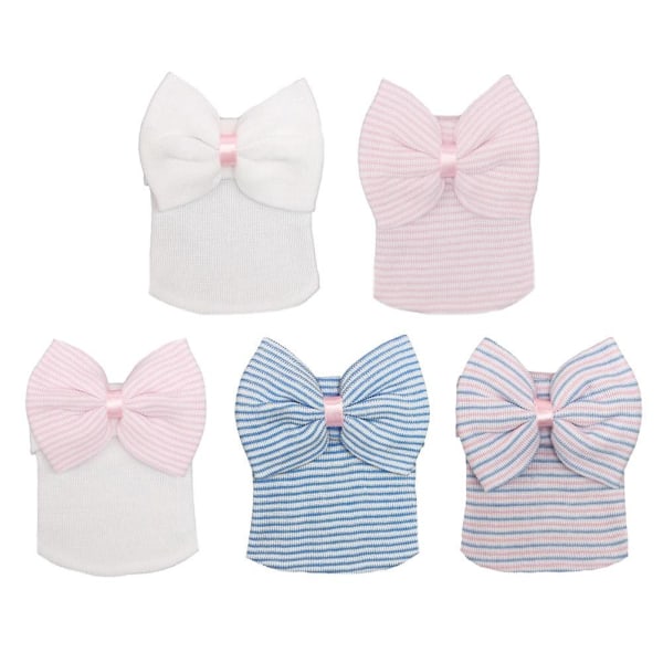 Vår Sommar Stor Rosett Randig Babyhatt Enfärgad Baby Pojkar Flickor Mössa För Nyfödd Turban W0p7 Pink and white stripes One size