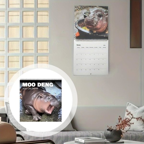 Moo Deng Kalender, Roliga Hippo Väggkalendrar, 2025 Moo Kalendrar Deng 'AU.