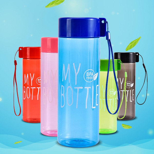 500ml Högkapacitets Färgad Transparent Vattenkopp Utomhus Portabel Fallsäker Läckagesäker Sport K8n9 Blue 500ml