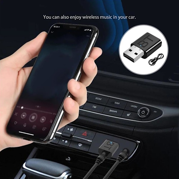 USB Bluetooth 5.0 Sändare Mottagare, Mini Ljudadapter, USB Bluetooth Bil 5.0 Mottagare Sändare Bluetooth