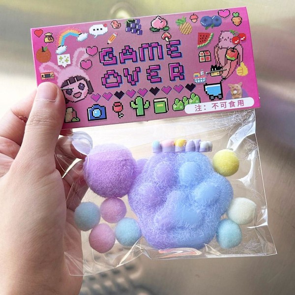 Fidget Leksak Kawaii Plysch Katt Tass Transparent Kub Stress Relief Kläm Leksak K0 B one-size