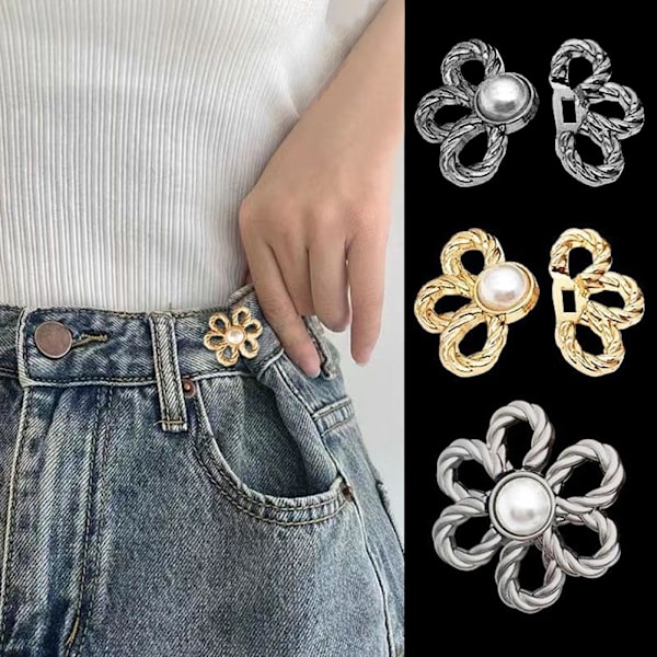 Justeringsknapp Metall Åtdragning Midjeband Nål Klädesplagg N3 Jeans Midja H0R F2Y1 black one-size