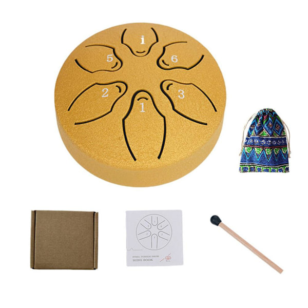 Stål Tongue Rain Chime Handpan - Mini 6-tons Trädgårdsperkussionsdrumma med 2-tons Regnljud för Utomhusbruk gold onesize