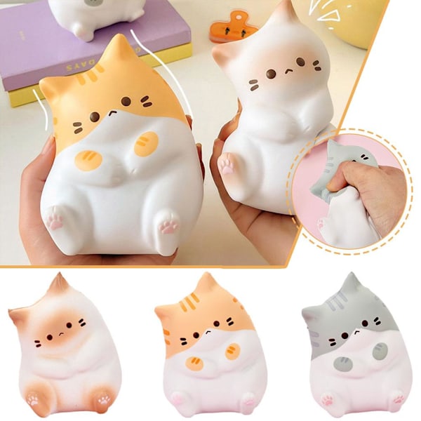 Cartoon Kawaii Cat Slow Rebound Decompression Toy Compression St grey one-size