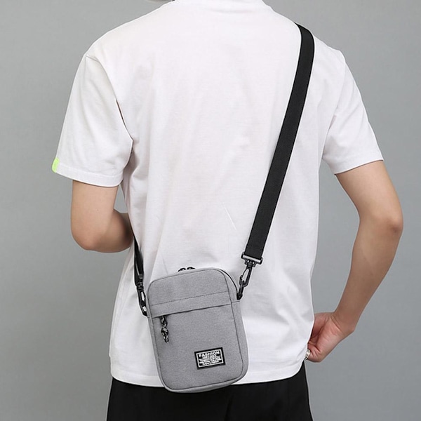 Axelväska för män Oxfordtyg Casual Liten Fyrkantig Väska Crossbody Messenger Bag Gray One size